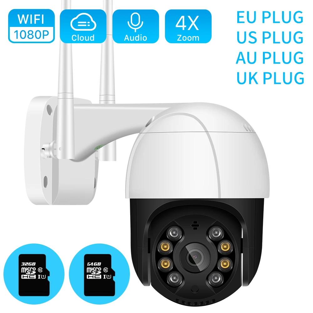 Камера видеонаблюдения 1080P PTZ Wifi IP 4 кратный цифровой зум AI беспроводная камера H.265