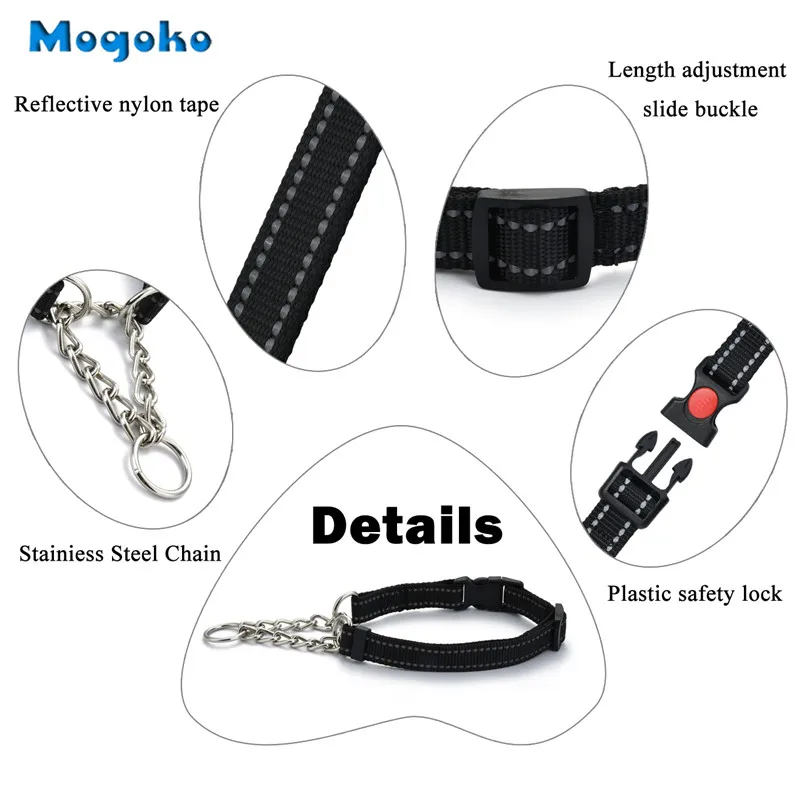 Ошейник Mogoko для собак светоотражающий аксессуар дрессировки с металлической