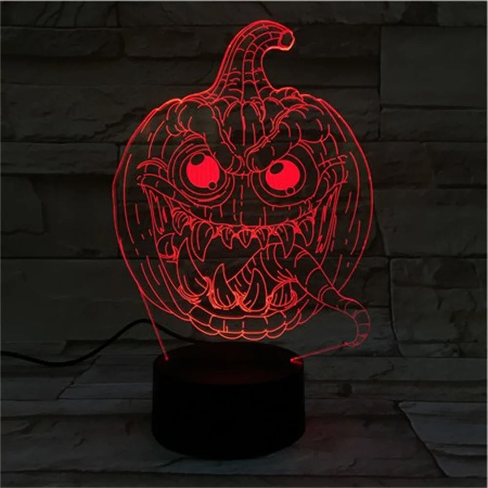 

Pumpkin 3D Acrylic Table Lamp Halloween Decoration Holiday Gift Touch Remote Control Led Illusion Night Light Hologram Lamp