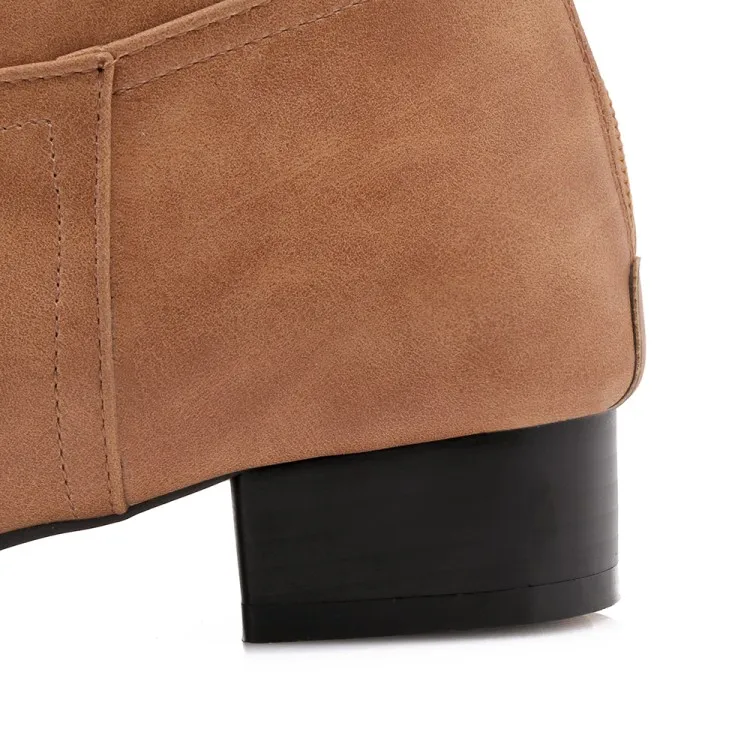 Большой размер 14 15 16 круглый носок толстый каблук молния внутри короткий плюш