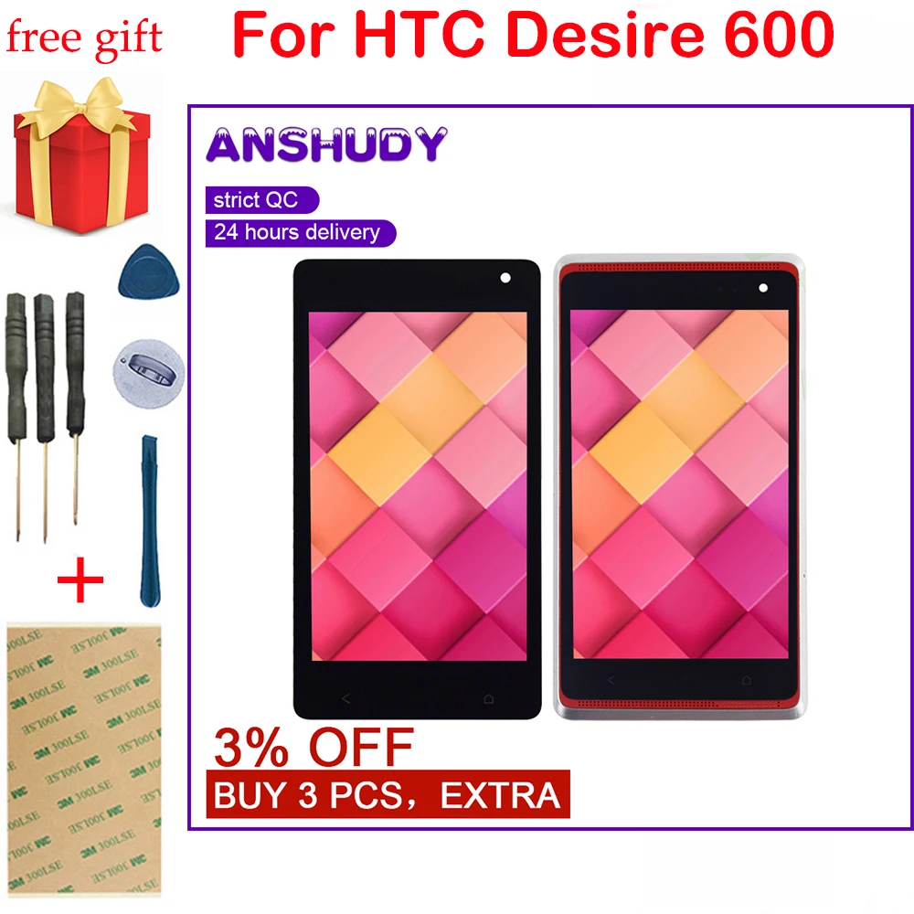 Для HTC Desire 600 ЖК дисплей кодирующий преобразователь сенсорного экрана в сборе