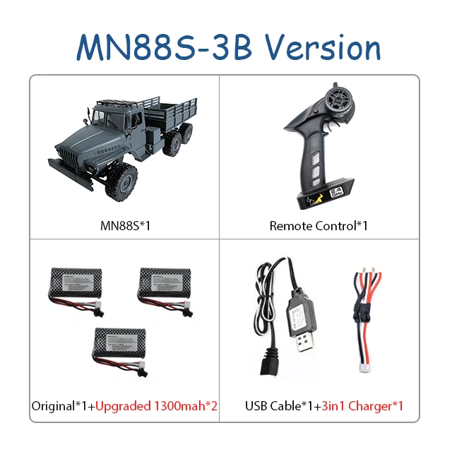 MN88S Урал 1:16 6WD синий RTR 3 батареи MN88S Урал 1:16 6WD синий RTR 3 батареи