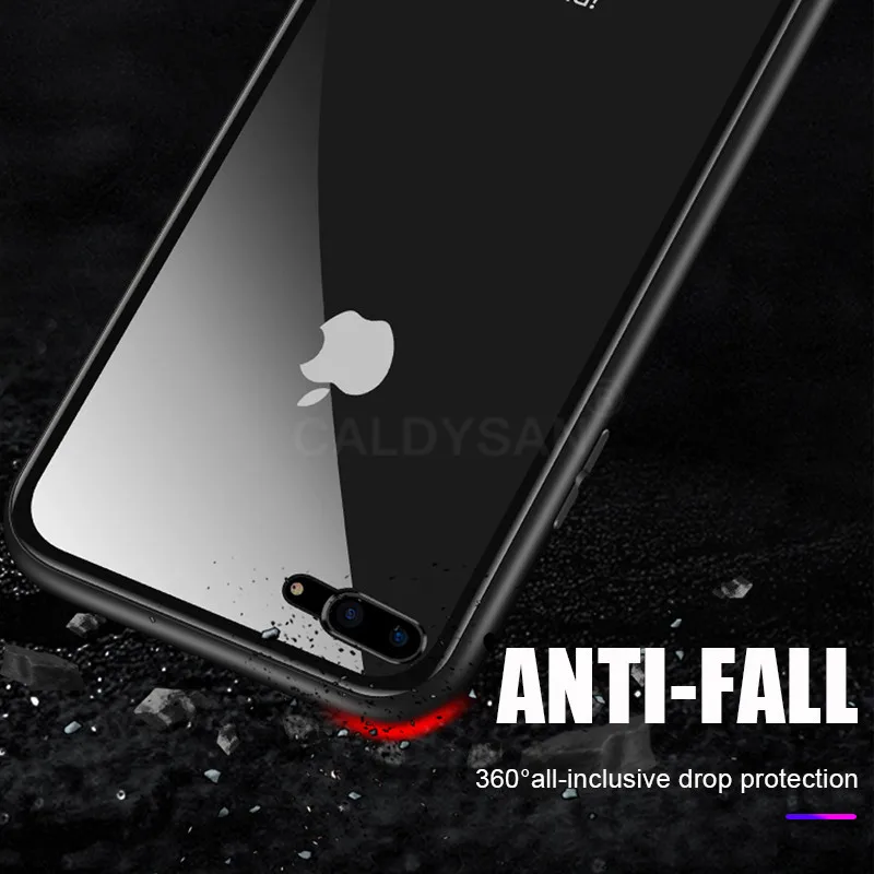 Металлический чехол с магнитной адсорбцией для iPhone 6 6s 8 7 Plus X XS MAX XR стеклянная
