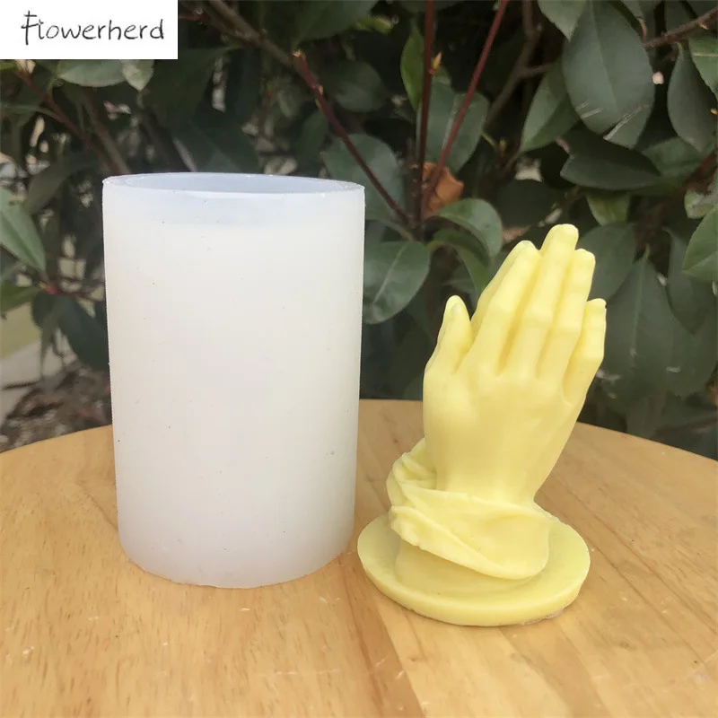 

3D Hands Folded for Prayer Candle Silicone Mold Scented DIY Reisn Mold Gypsum Mould for Praying for Blessing with Palms Together