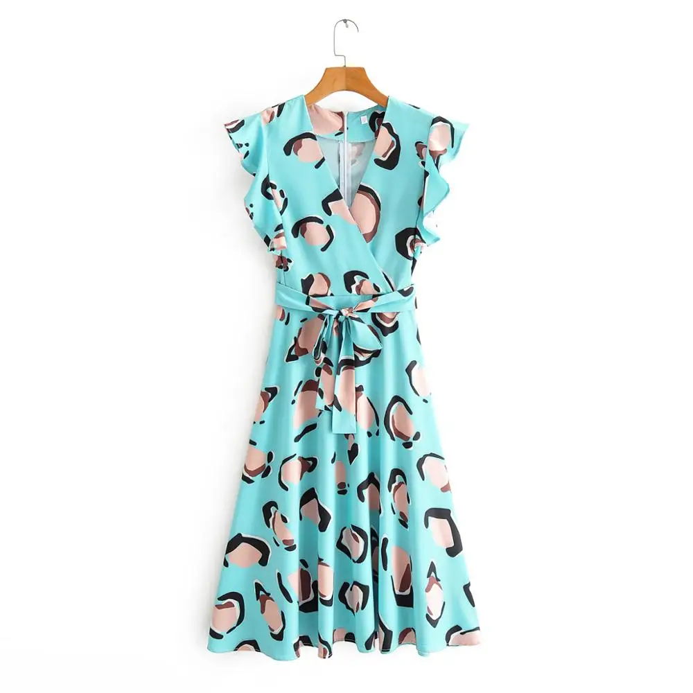 Женское модное плиссированное платье с леопардовым принтом v-образным вырезом и