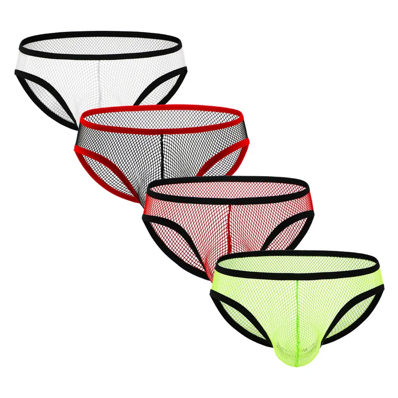 4 шт./лот сексуальное нижнее белье мужские трусы Сетчатое прозрачное Эротическое