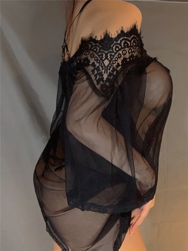 Сексуальное женское белье для полных девушек Прозрачная Кружевная Пижама интима