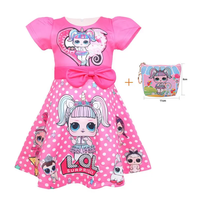 Новинка 2019 г. платье для девочек принцессы с бантом и рисунком куклы из
