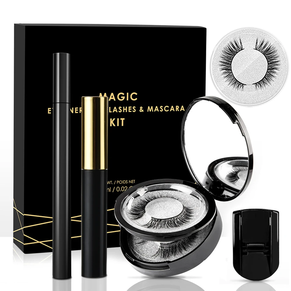 

3 Pairs False Eyelashes Set Makeup Box Package Eyelashes Curling Eyeliner Mascara Eyelash Extension Natural Lashes Accessories
