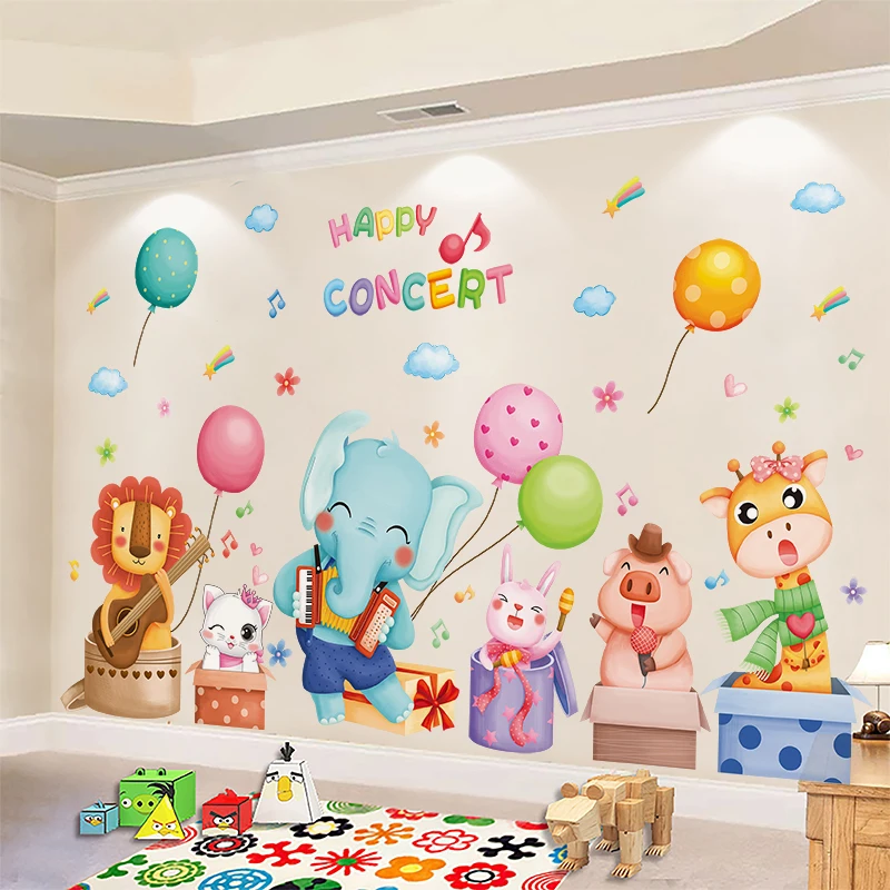 

[SHIJUEHEZI] Animal Pegatinas Wall Stickers DIY Cartoon Balloons Wall Decals for Kids Rooms Baby Bedroom Home Decoration