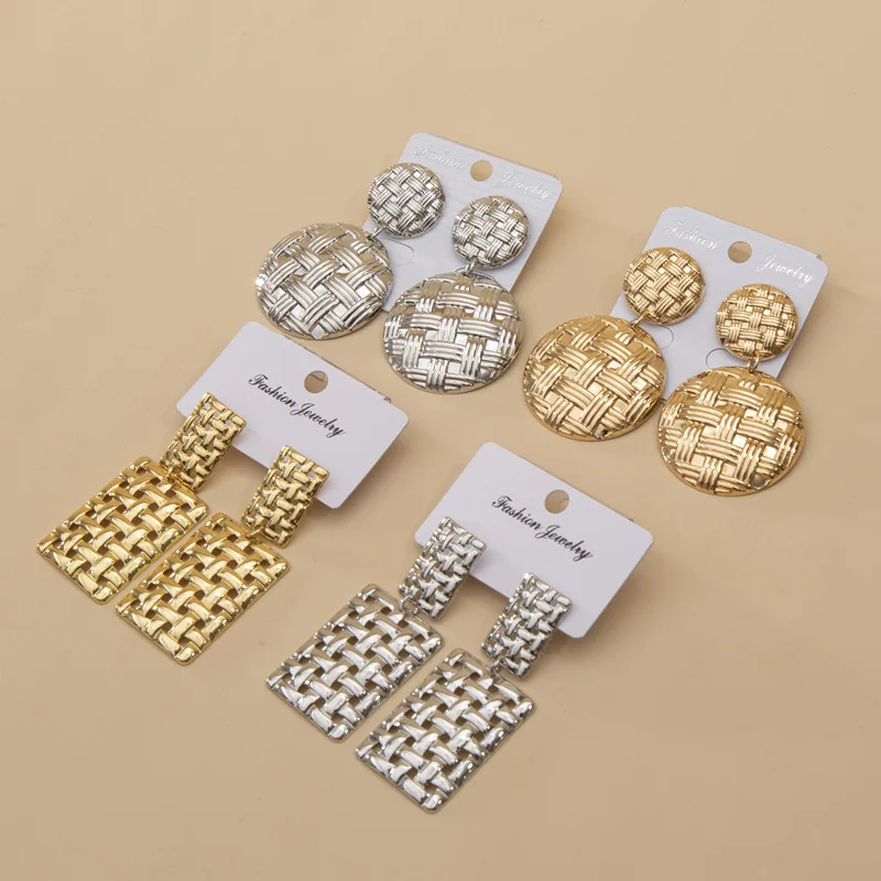 

Fashion Temperament Long Tassel Weave Pattern Retro Personality Earrings