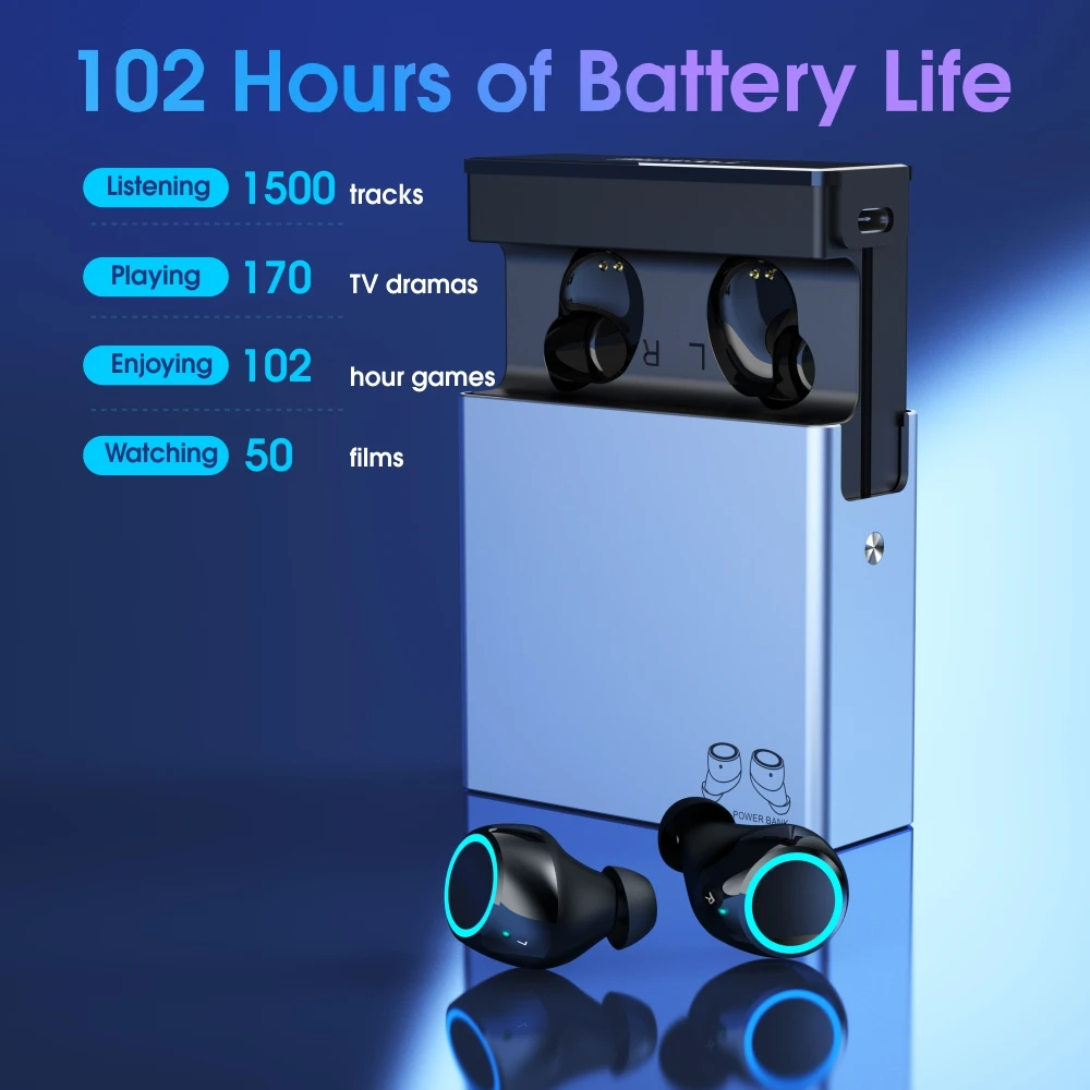 Votoon TWS настоящие беспроводные наушники Bluetooth V5.0, наушники, Спортивная гарнитура, наушники с управлением ии, 2500 мА/ч, светодиодный, умный внешний аккумулятор