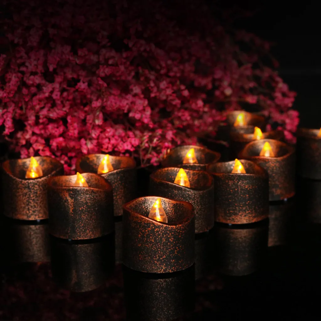 

1Pc Vintage Style Black Wax LED Candle Flameless Tea Light Votive Candle for Wedding Birthday Party Table Decoration