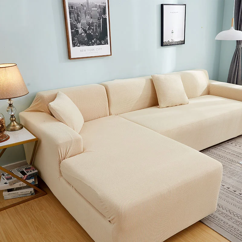 

2021 New Armchair Protector Sofa Cover For Living Room Solid Color Jacquard Fabric Couch Cover Stretch Slipcovers Big Elastic