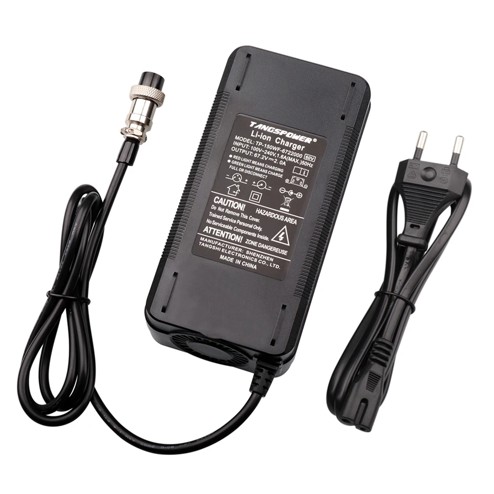 TANGSPOWER 67.2V 2A lithium battery charger For e-bike 16S 60V li-ion battery pack Wheelbarrow electric bike Charger With fan