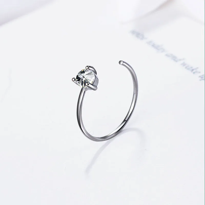 MEETSOFT посеребренное Открытое кольцо для женщин простой Регулируемый Круг