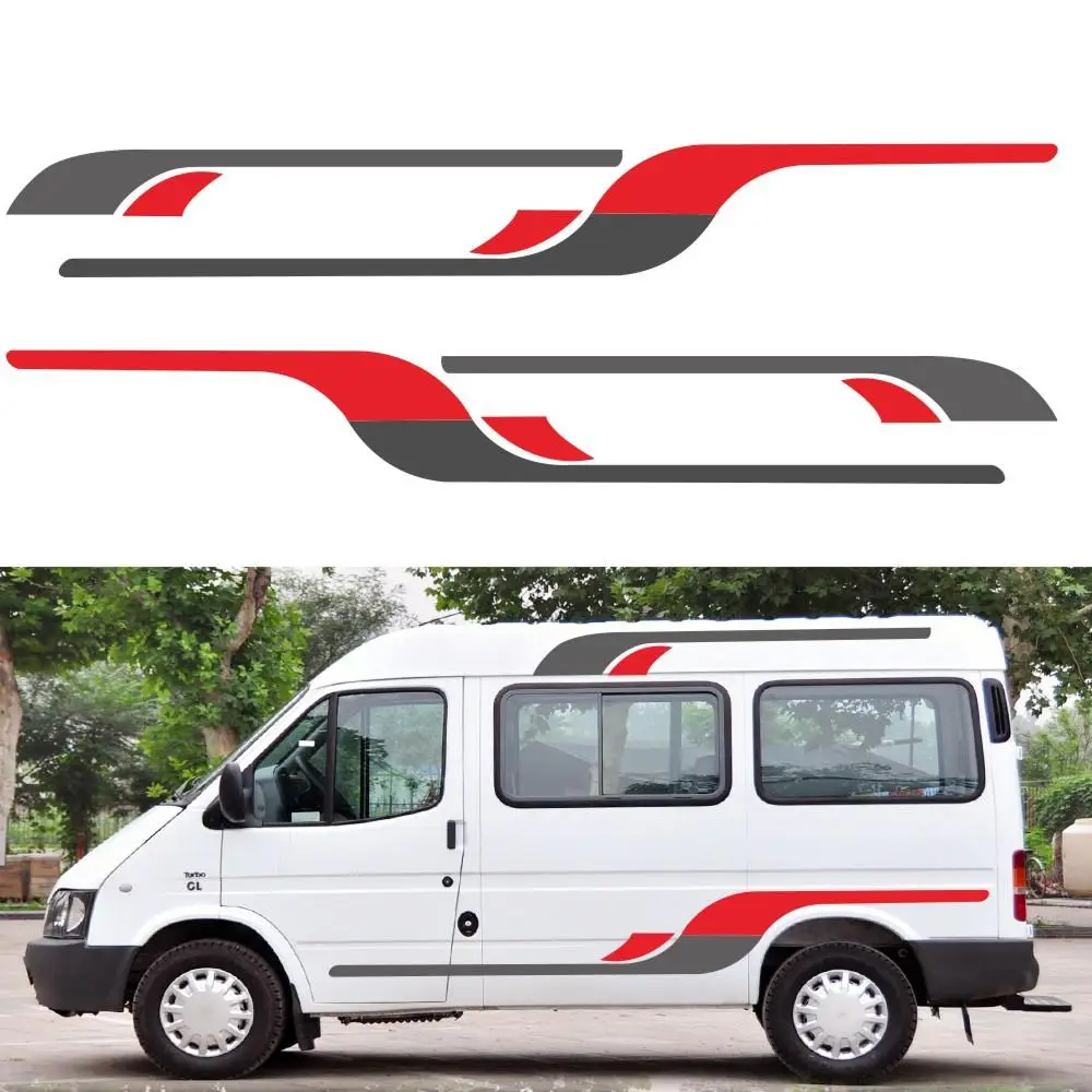 

4Pcs RV Motorhome Stripes Car Body Vinyl Graphics Decals Stickers For Ford TRANSIT LWB RV Horsebox Caravan Trailer Camper Van