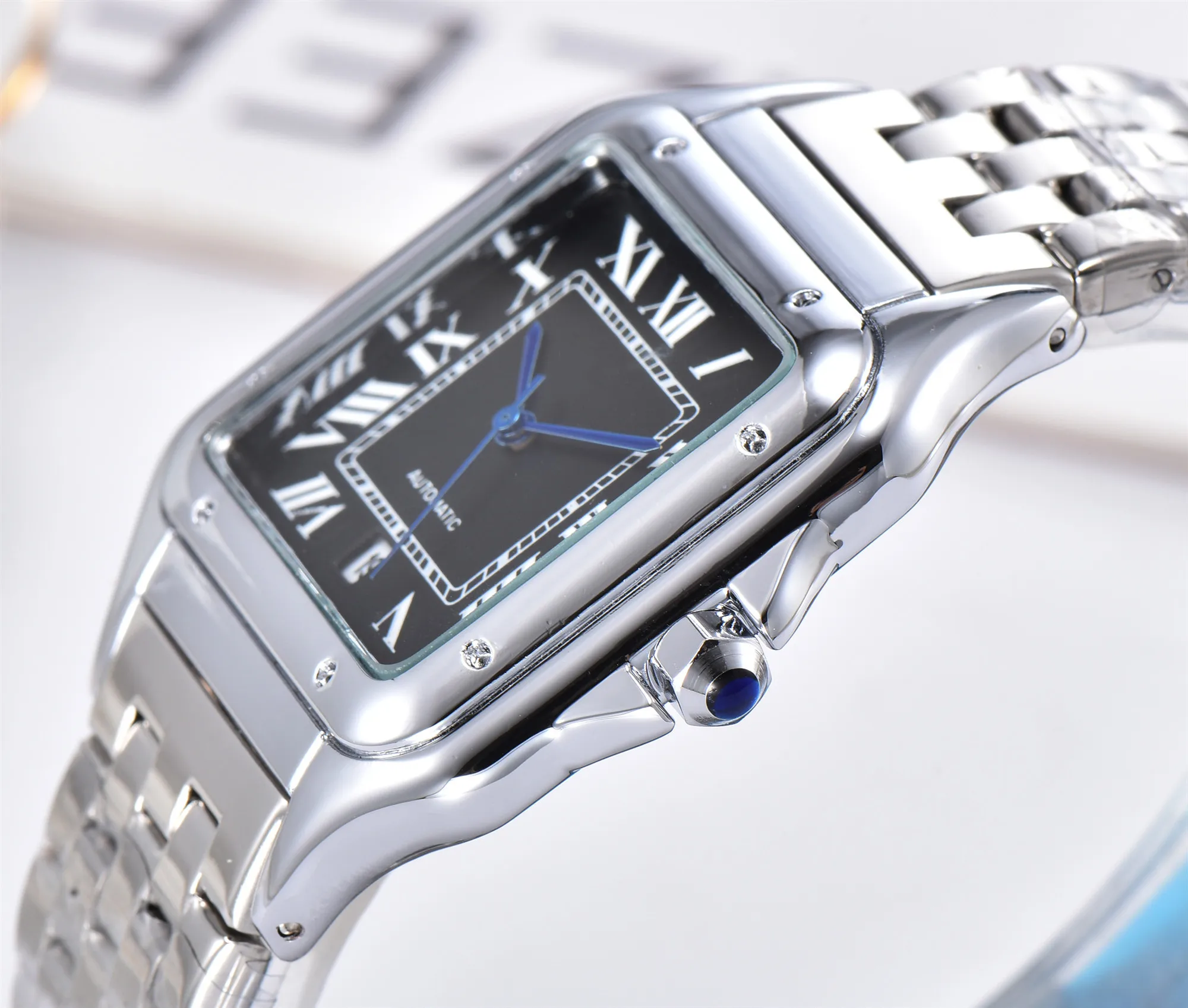 

2021Men's quartz watch, tank square series watch, solid steel band. Fashion series aaa watch