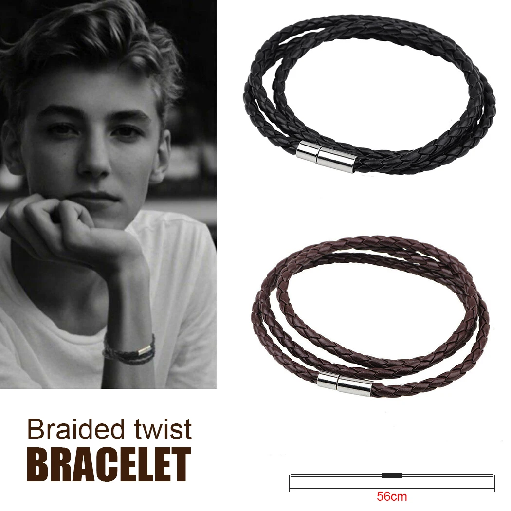 Мужской свадебный изысканный красивый браслет из искусственной кожи для