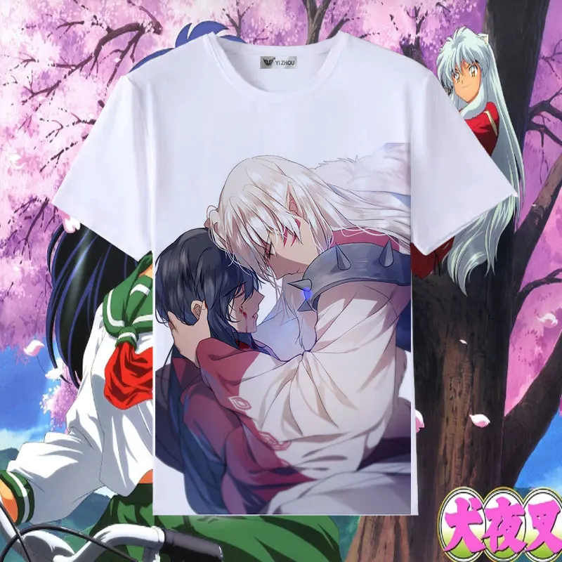 Inuyasha Косплей Футболка японское аниме инуяся Кикье Kouga с принтом летняя футболка