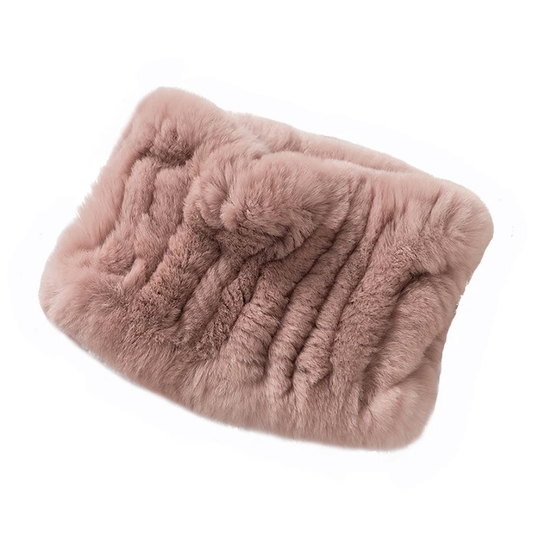 Шарф-кольцо женский вязаный 2019 настоящий мех кролика теплый мягкий эластичный из