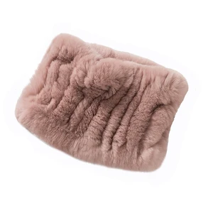 Шарф-кольцо женский вязаный, 2019, настоящий мех кролика, теплый мягкий, эластичный, из натурального меха