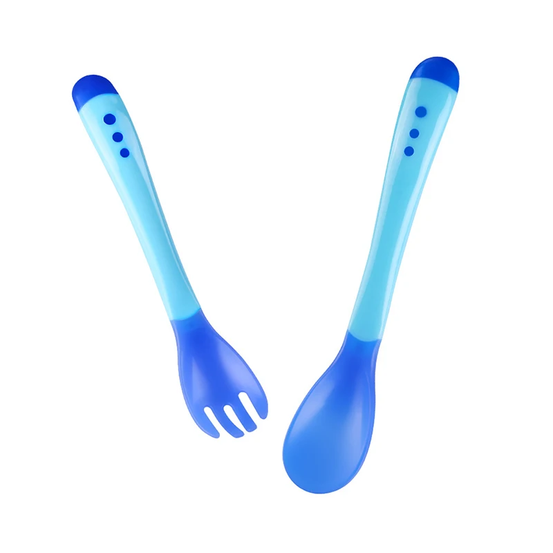 

Newborn Baby Silicon Spoons Baby Safety Temperature Sensing Kids Children Flatware Baby Feeding Spoons Supplies Fork Tableware