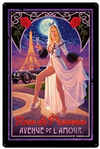 

Maizeco Rose Provence Lamour Metal Tin Signs 16 x 12 Inch for Home Man Cave Restaurants Pub Bar Room Plaque Poster Wall