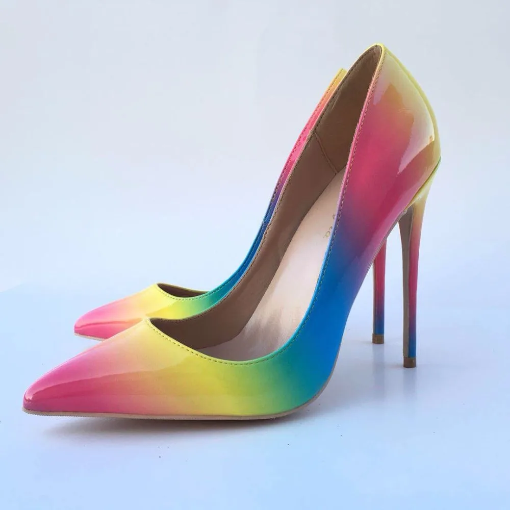 

Jia Brand New Fashion Pointed High Heels 12cm Rainbow Color High Heels Pointed Suit Elegant Party/festival/daily Ladies Rubber