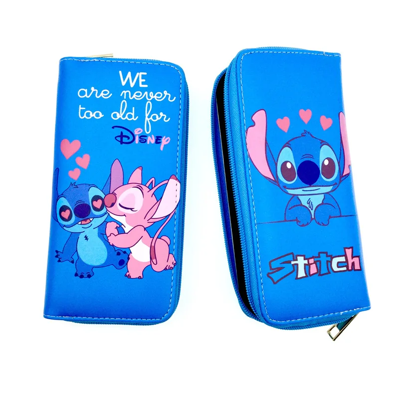 

Disney Anime Cartoon Blue Stitch Long Student Interstellar Baby PU Leather Coin Purse Zipper Wallets for Women