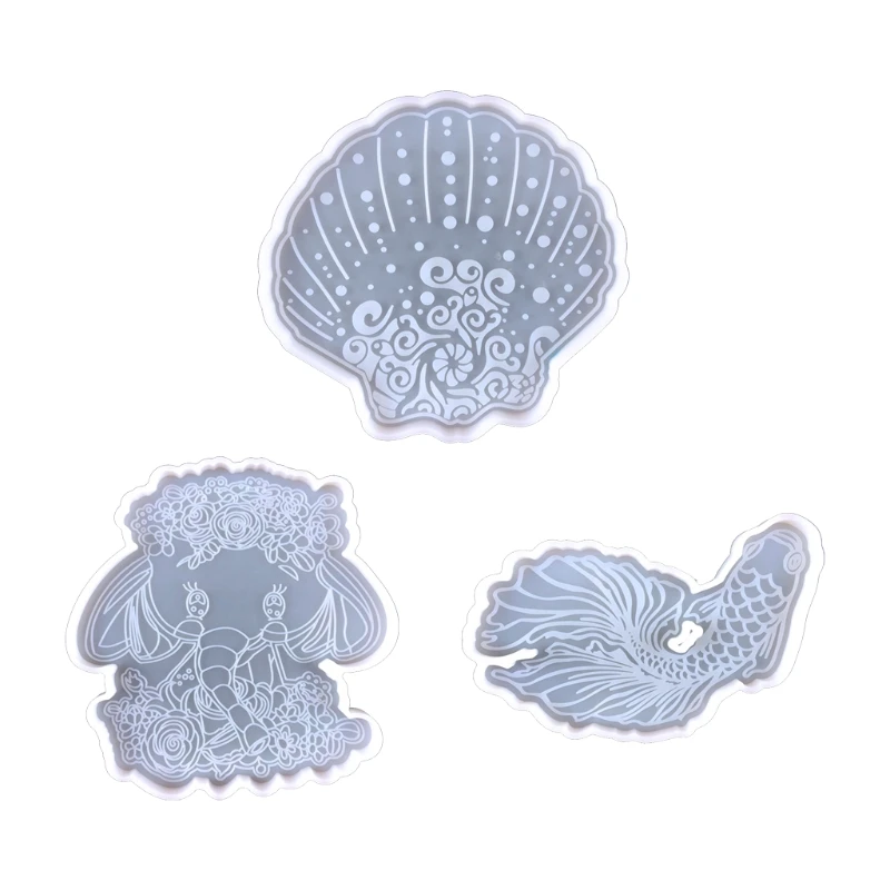 

X7YA Shell/Elephant/Goldfish Shaped Coaster Epoxy Resin Mold Cup Mat Pad Silicone Mould DIY Crafts Home Decorations Ornaments