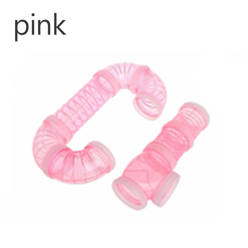pink Туннели для хомяков, фитинги для туннелей, прозрачный акриловый сделай сам, клетка, морская свинка, маленькие животные, игрушки для домашних животных, аксессуары для хомяков - Цвет: pink