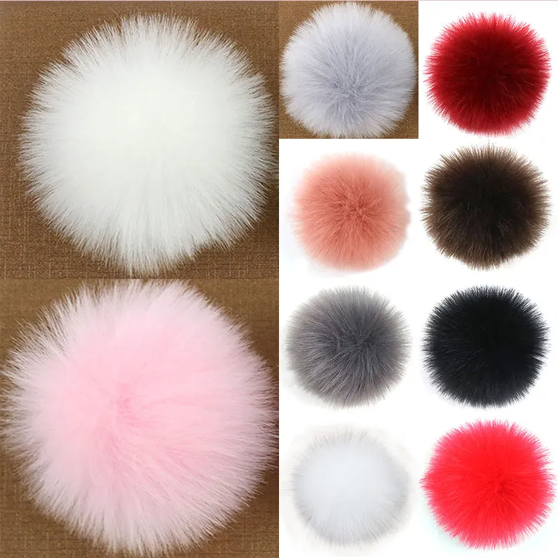 

Colorful 10cm Faux Fur Pompom Big Natural Raccoon Fur Pompon Foxes Hat Fur Pom Hats Caps Knitted Hat Cap DIY Decoration Soft New