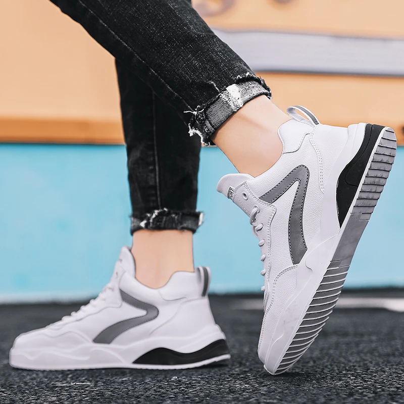 

Men's high-top casual sneakers 2021 new high-quality pu leather fashion trend shoes flat-bottom comfortable and wear-resistant