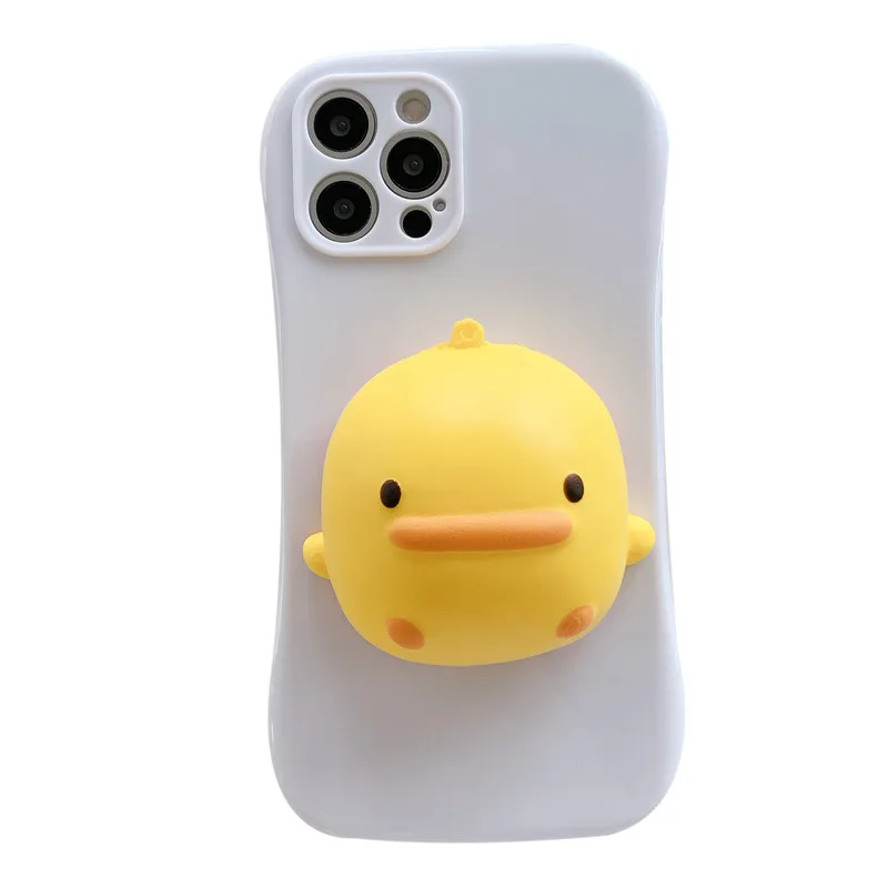 

For IPhone 12 MiNi 11 ProMax XSMAX XR X SE2 8 7 Plus Cute Soft Duck Stress Reliever Coque Phone Case Protective Cover Soft Shell