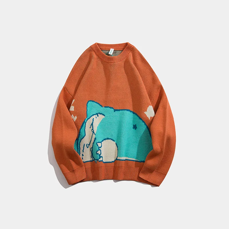 

Модный мужской свитер с японским мультяшным принтом, новинка 2021, мужской и женский трикотажный свитер, пуловер свободного покроя на осень и ...