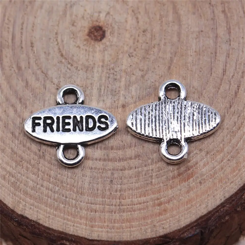 

Handmade Pendants For Jewelry Accessories 40pcs Friends Connector Charms 13x12mm Antique Silver Plated