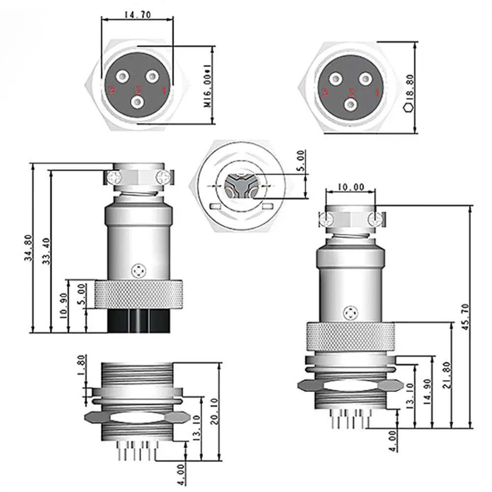 10 шт. 5Pin авиационный штекер аудио ЧПУ биполярный шаговый двигатель разъем 16 мм GX16
