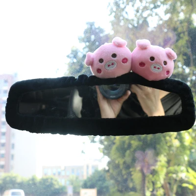 New Cute car rearview mirror cover cartoon Korean woman rearview mirror seat belt cover car interior accessories New Cute car rearview mirror cover cartoon Korean woman rearview mirror seat belt cover car interior accessories