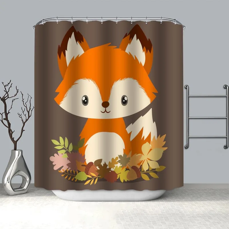 

100% Polyester Fabric Custom Fox Animal Shower Curtain Modern Bathroom Curtain Waterproof HD Printing Bath Curtain 0924