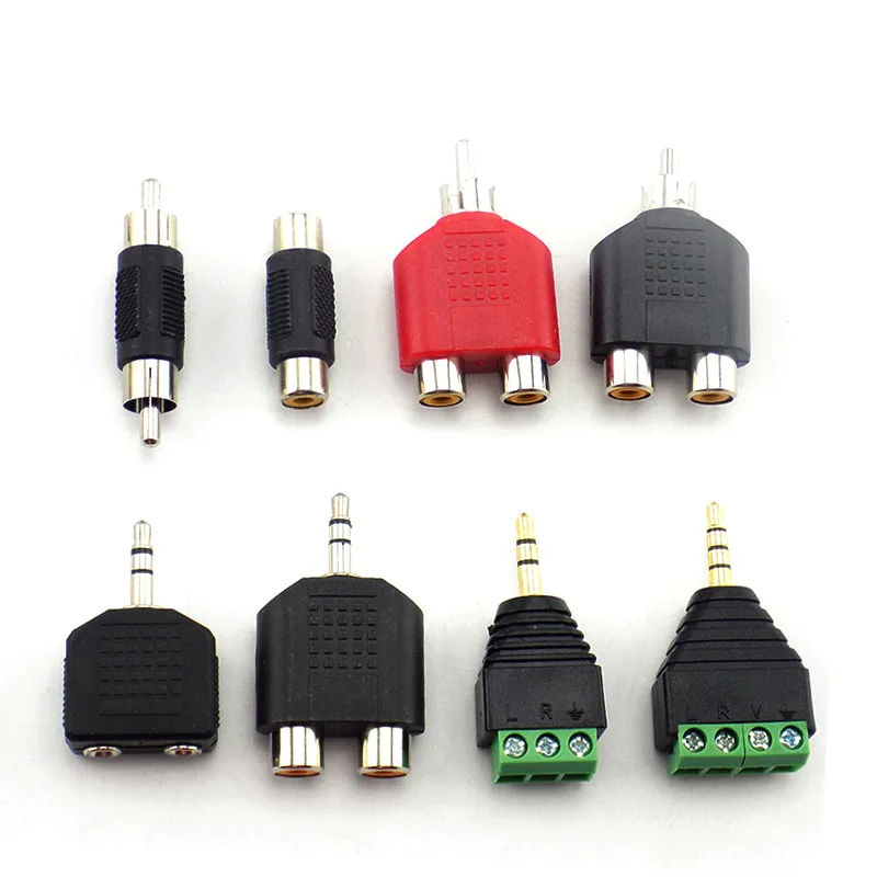 

1x 3.5mm plug to 2 RCA jack adapter male to female 3.5 to AV Audio Connector 2 in 1 Stereo Headset Dual Headphone Audio plug