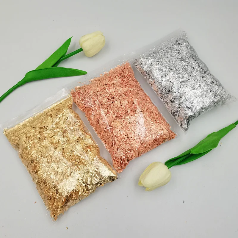 

50G bladgoud Gold Foil Baking Decoration Imitaition Flake Siver Leaf Nail Beauty Rose Gold Gilding DIY Art Craft blattgold