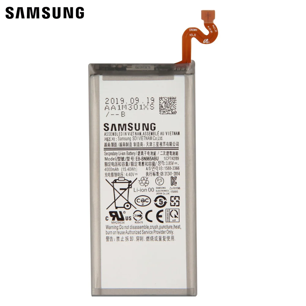 Samsung оригинальный запасной аккумулятор EB-BN965ABU для Galaxy Note9 Note 9 SM-N9600 N9600 подлинный