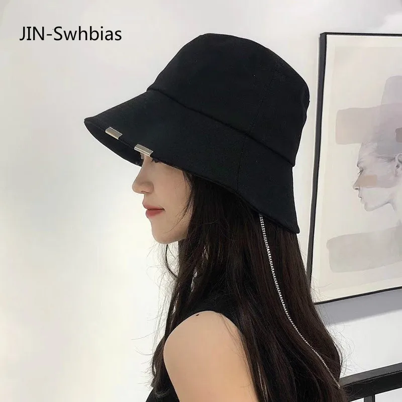Fashion Chain Bucket Hat Women Summer Hats Girl Cotton Flat Top Feminine UV Visor Caps Beach Sun Block Wholesale | Аксессуары для