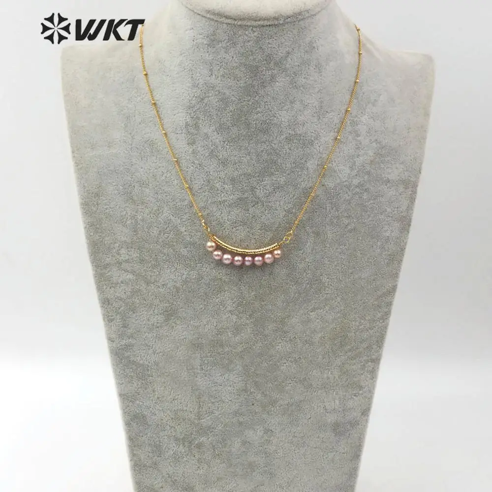 WT-JN102 WKT Natural Freshwater Pearl Necklace Gold Electroplated 18 Inch Women Fashion Jewelry Gift For | Украшения и аксессуары