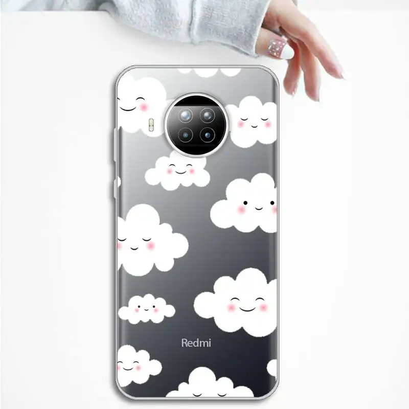 

Cartoon clouds Phone Case Transparent Clear for Xiaomi Redmi note 10 t 8 9 pro lite 11