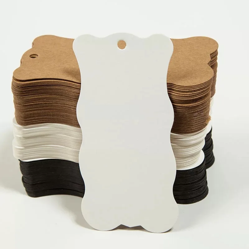 White Black Brown Kraft Paper Tags Label Luggage Wedding Note Blank Price Hang Tag Card 5x10cm 100pcs/lot | Дом и сад