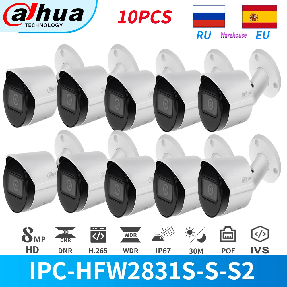 

Dahua IP Camera 8MP 4K PoE IR Bullet IPC-HFW2831S-S-S2 With SD Card Slot cam IP67 Starlight CCTV Security Original Upgradable