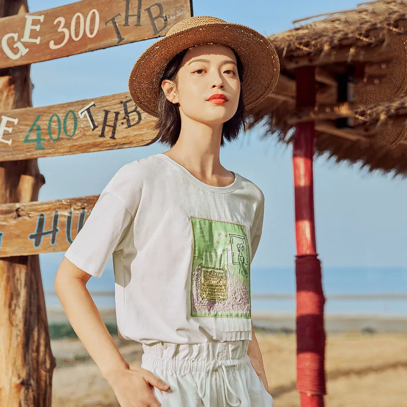 INMAN летняя эластичная хлопковая Свободная Повседневная футболка с короткими