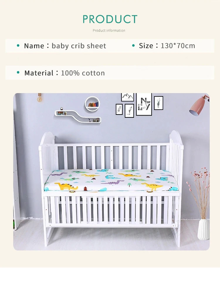 Newborn Baby Fitted Crib Sheets Cotton Soft Breathable Mattress Cover Toddler Bed Premium For Children Mattress Cover 130*70 cm images - 6